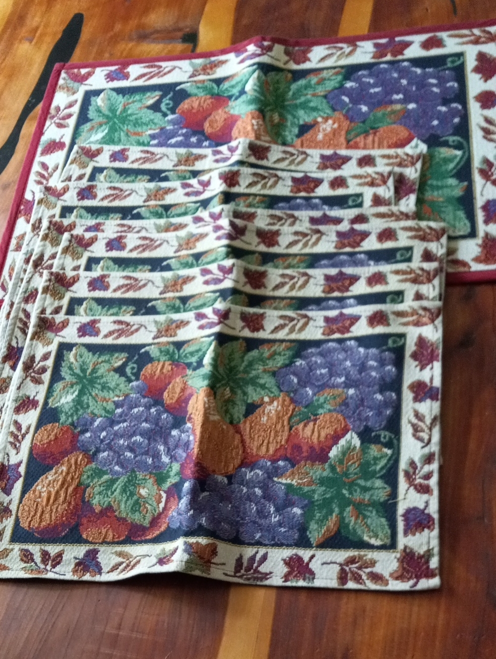 Vintage Fruit Harvest Woven Tapestry Placemats - Set of 6